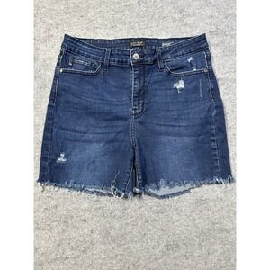 Judy Blue Shorts Womens 13/31 Blue Distressed Denim Raw Hem High Rise Casual